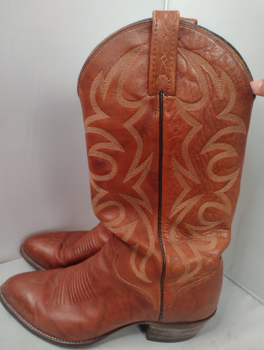 El Dorado Mens Cowboy Boots Size 8D Brown Tan Embroidered